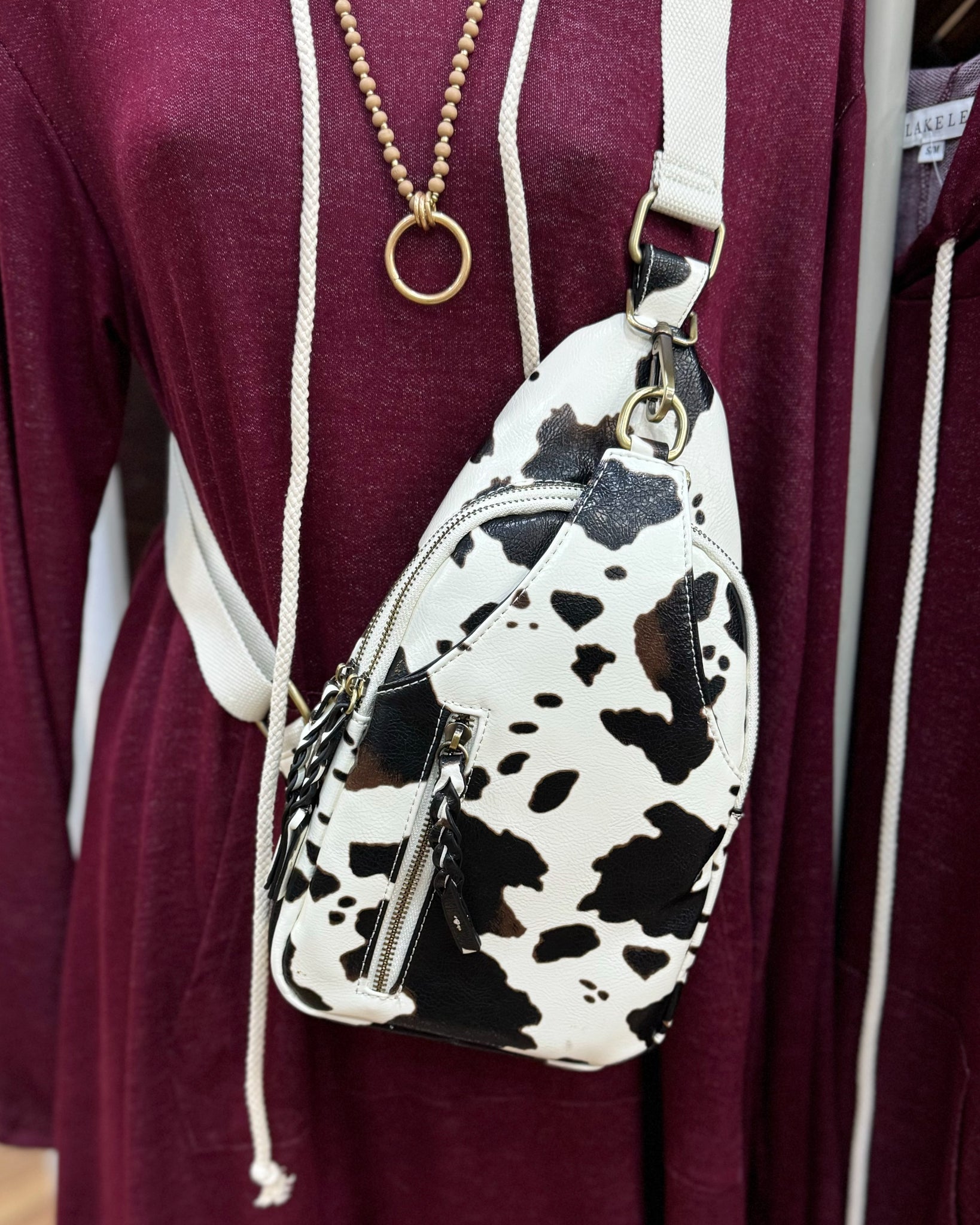 Nikki Sling Bag in Cow Print