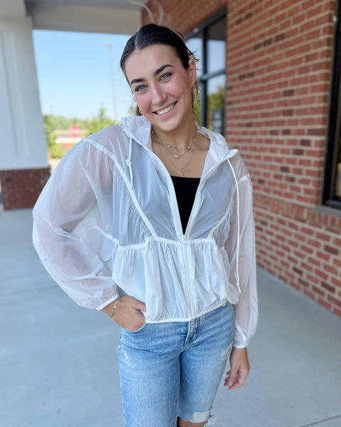 Jocelyn Windbreaker Jacket in White FINAL SALE