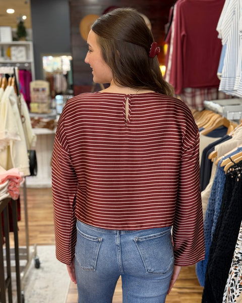 Mary Stripe Blouse in Wine/Cream
