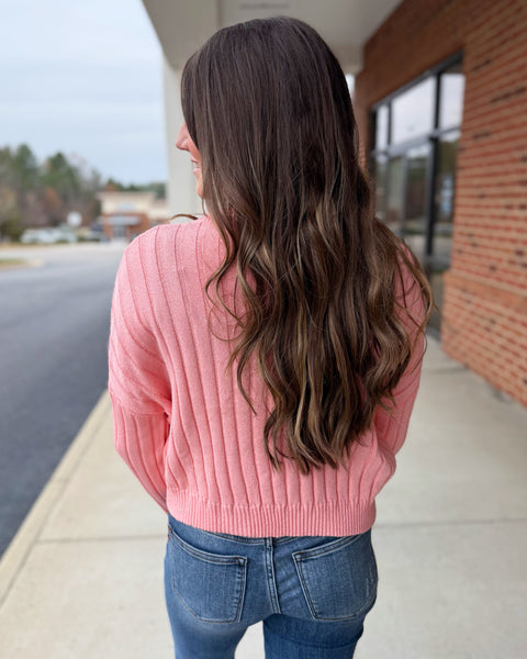 Walker Ribbed Sweater Top in Apricot FINAL SALE