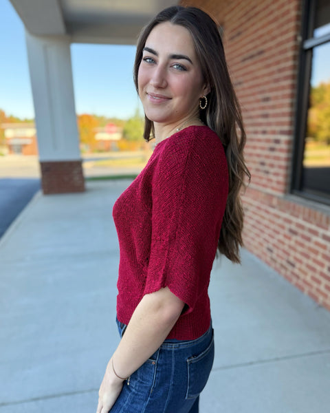 Ainsley Dolman Knit Sweater in Wine