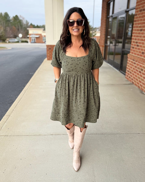 Bess Corduroy Dress in Olive