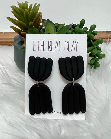 Clay Earrings in Black