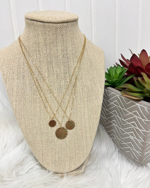 Hammered 3/8" Disc Necklace in Gold