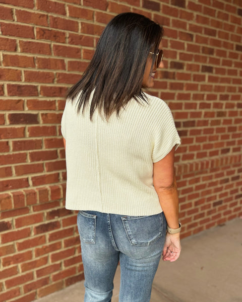 Dylan Mock Neck Sweater in Cream