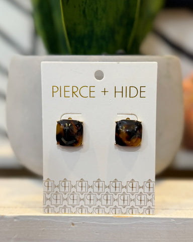 Dark Tortoiseshell Stud Earrings