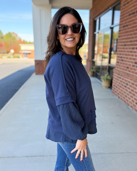 Raven REG/CURVY Sweatshirt Top in Navy