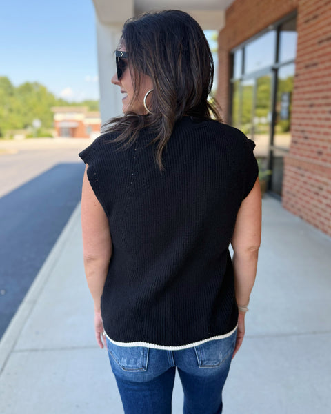 Saylor Floral Scallop Hem Sweater in Black FINAL SALE