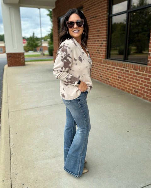 Rory Bomber Cardigan in Oat/Cappuccino