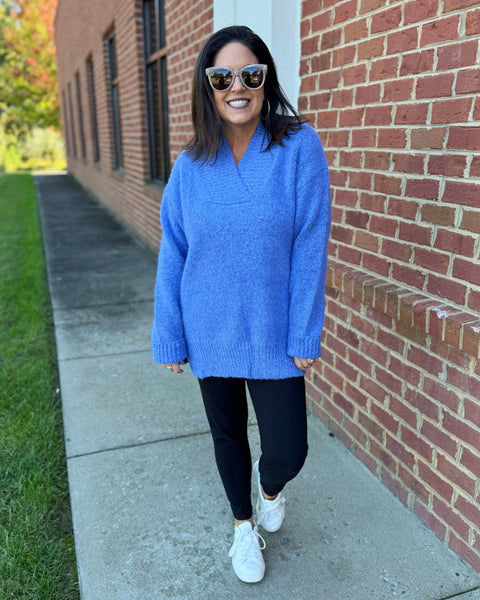 Georgia Slouchy Sweater in Slate Blue