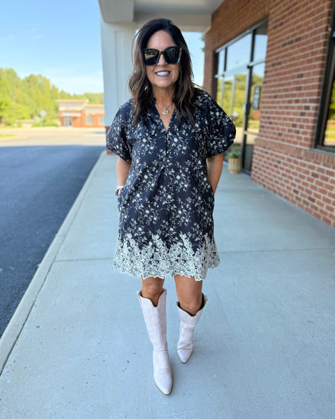 Noelle Floral Dress in Black