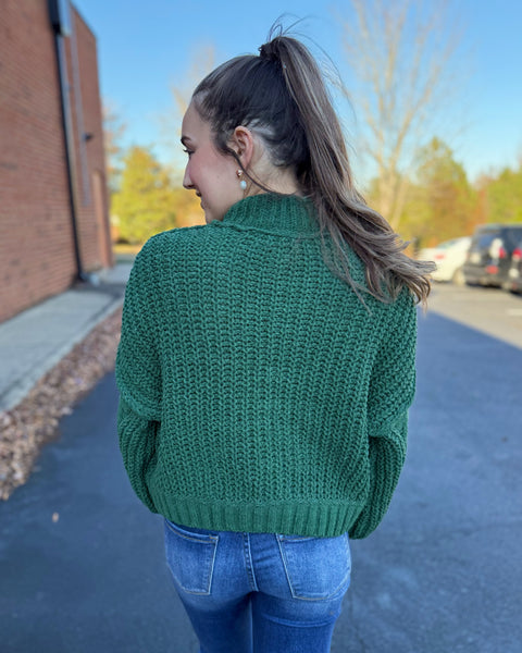 Gemma Cable Knit Sweater in Dark Green FINAL SALE
