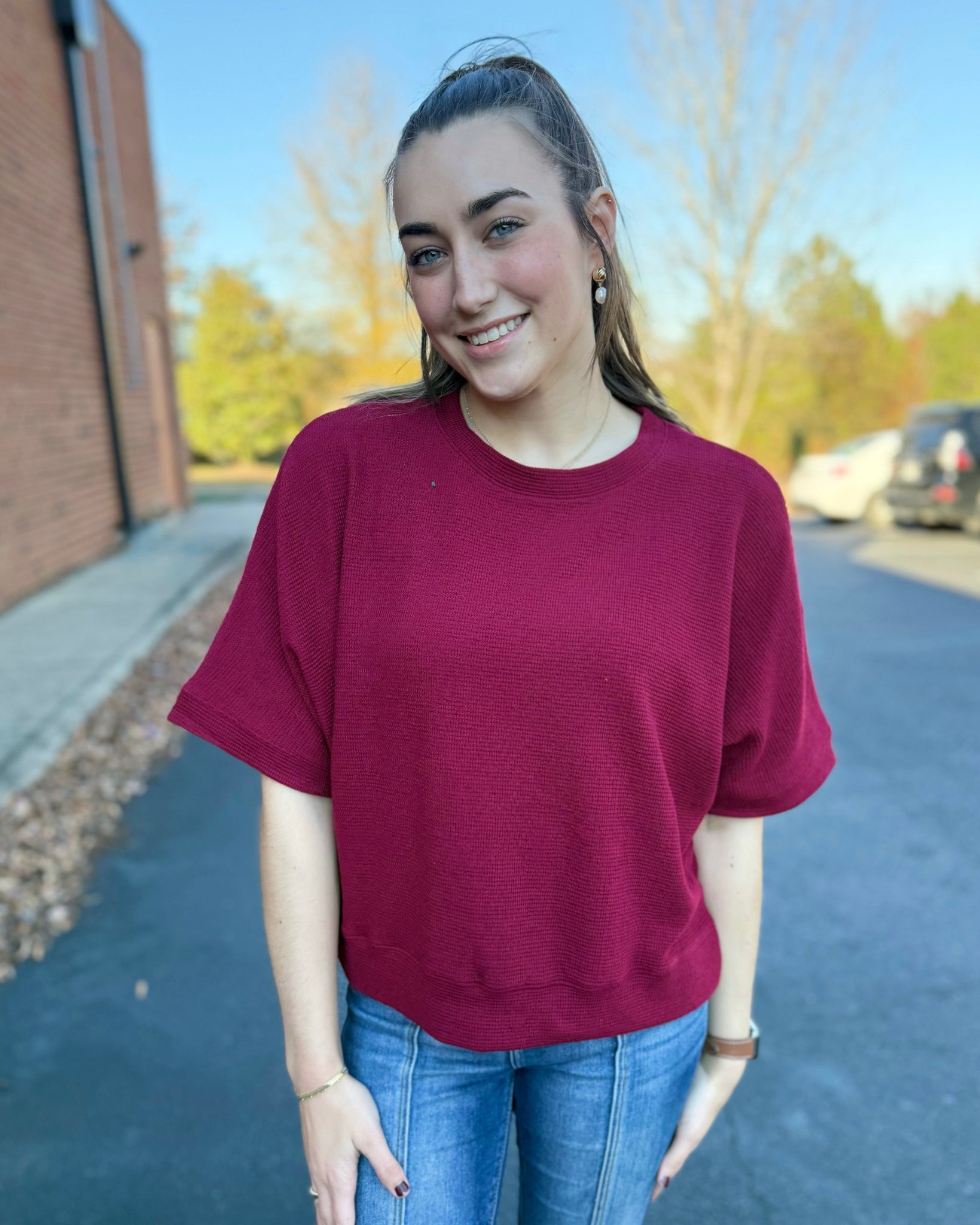 Tia REG/CURVY Top in Cabernet FINAL SALE