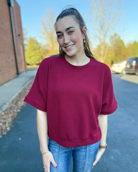 Tia REG/CURVY Top in Cabernet FINAL SALE