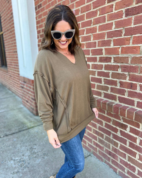 Goldie REG/CURVY Tunic Top in Olive FINAL SALE