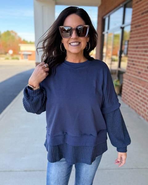 Raven REG/CURVY Sweatshirt Top in Navy
