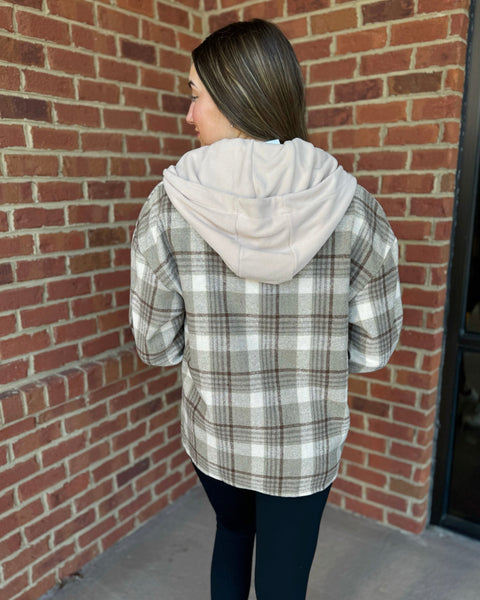 Hadley Vintage Plaid Shacket in Mocha FINAL SALE