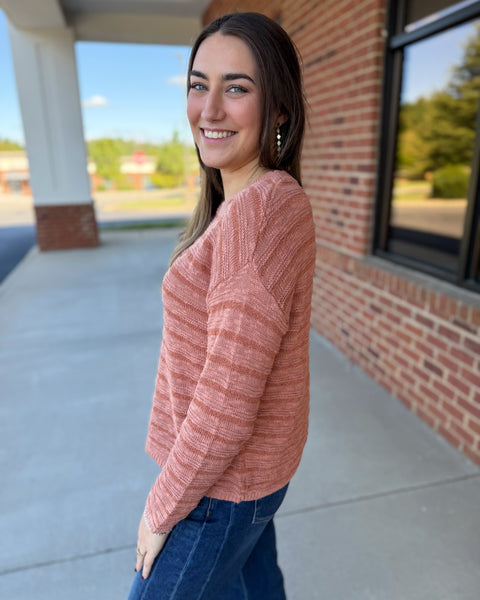 Jessica Textured Sweater in Terracotta FINAL SALE