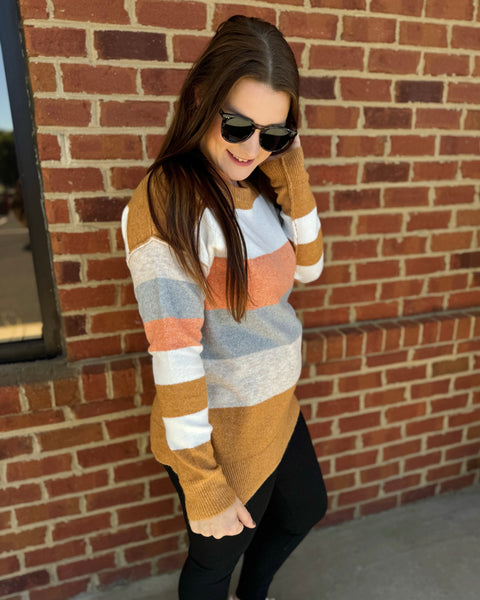 Raya Pullover Sweater in Mustard Multi