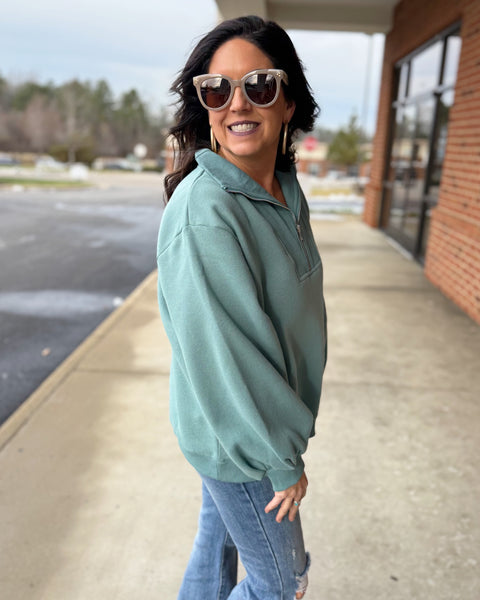 Christy Half Zip Sweatshirt in Slate