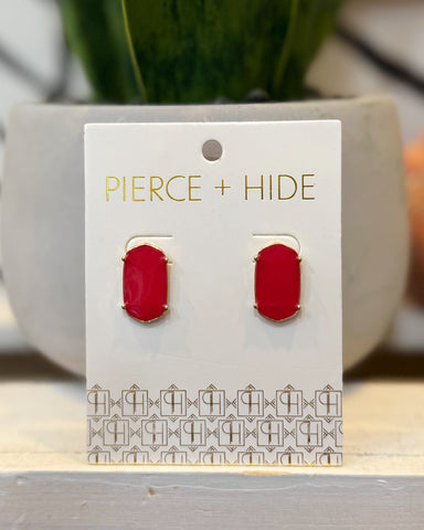 Acrylic Red Hex Stud Earrings
