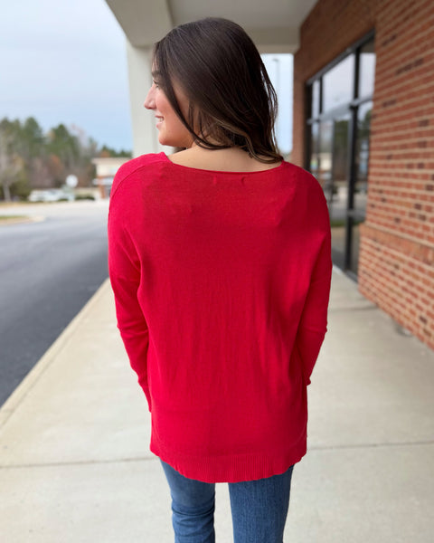 Elise REG/CURVY Sweater in Heather Red FINAL SALE