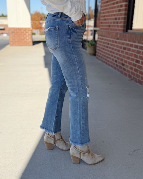 Risen Crop Bootcut Jeans