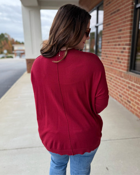 Angela Sweater Top in Merlot