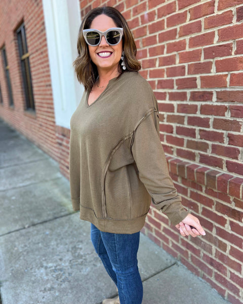 Goldie REG/CURVY Tunic Top in Olive FINAL SALE