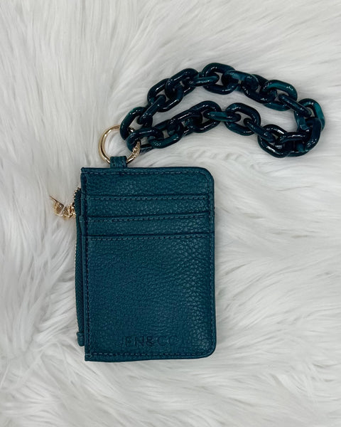 Rhodes Quilted Wallet w/ Chain Bangle in Peacock