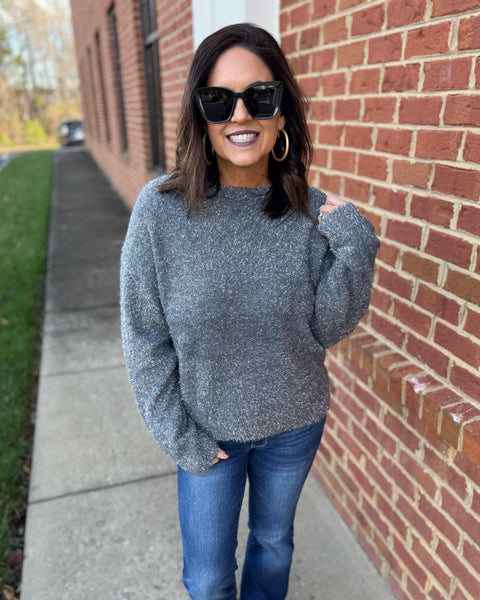 Kyra Eyelash Sweater in Charcoal