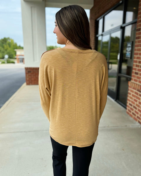 Sophie Slub Knit Top in Mustard