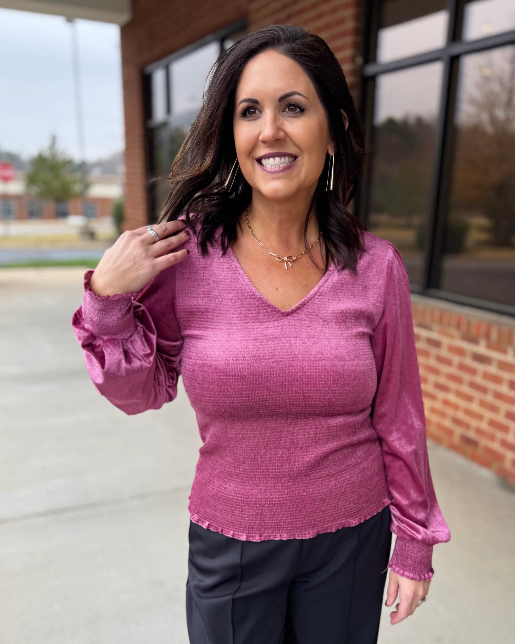 Pippa Velvet Blouse in Mauve