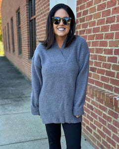 Georgia Slouchy Sweater in Charcoal