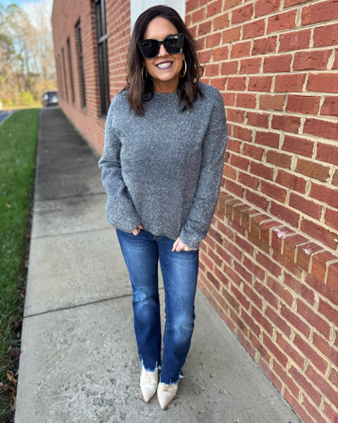 Kyra Eyelash Sweater in Charcoal