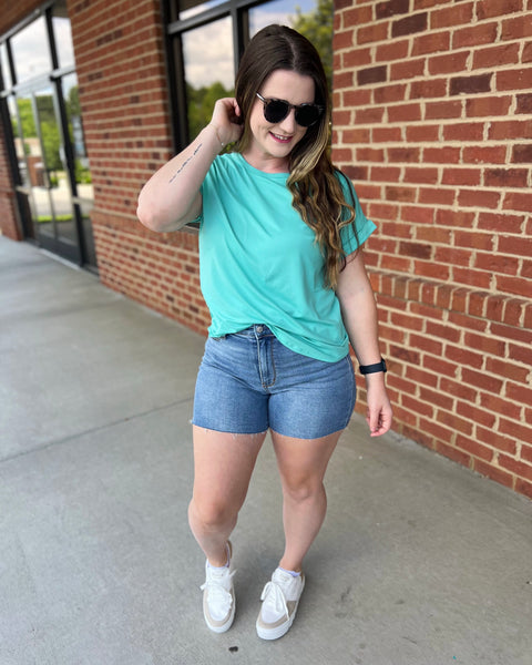 Sloane REG/CURVY Tee in Tiffany Blue FINAL SALE