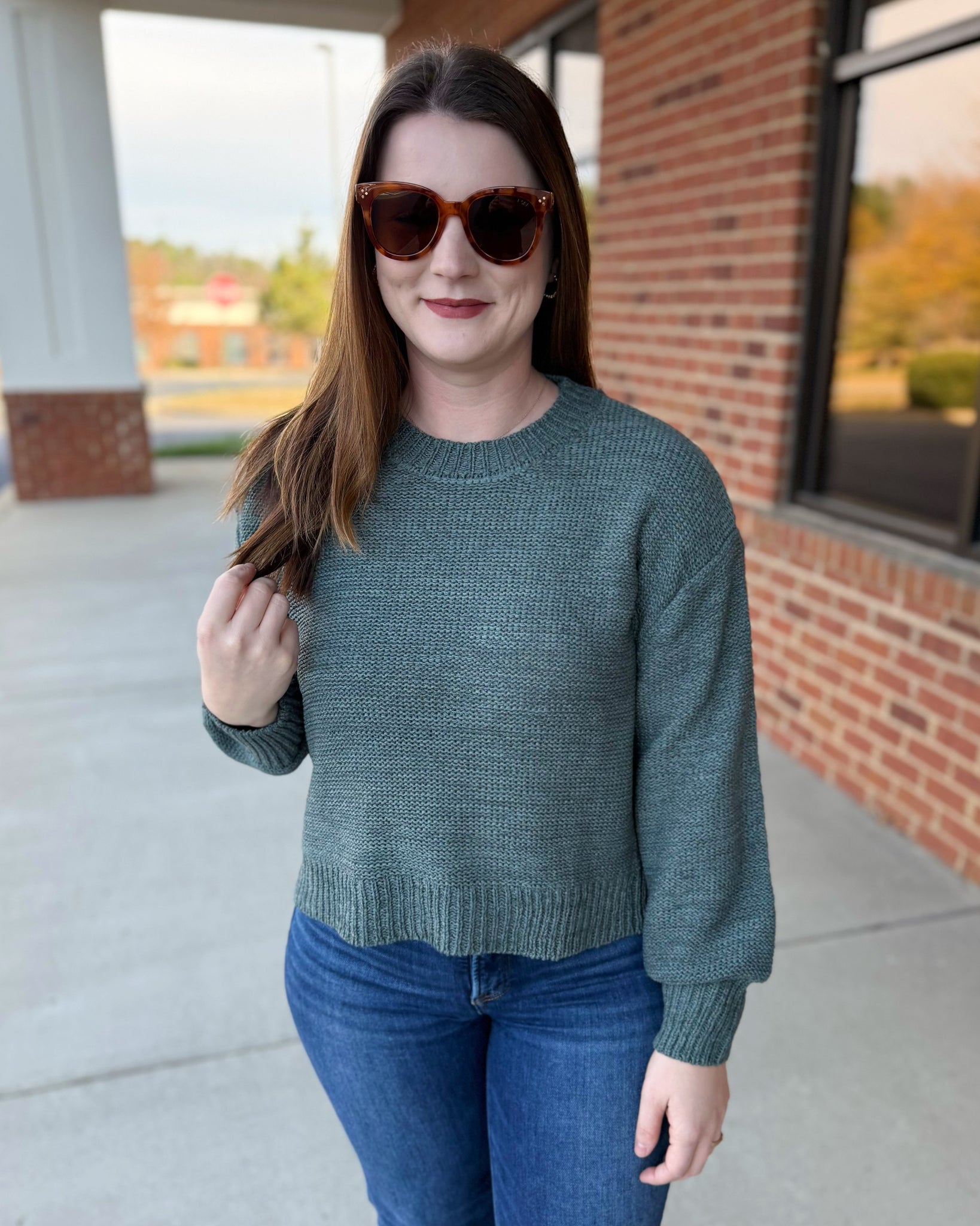 Trudy Balloon Sleeve Sweater in Ash Jade FINAL SALE