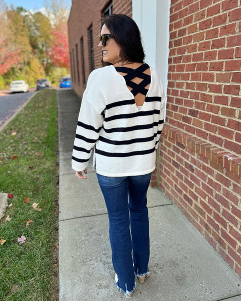 Lena Stripe Sweater in Ivory