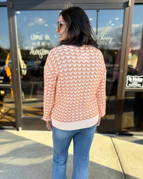 Mindy Chevron Sweater in Coral