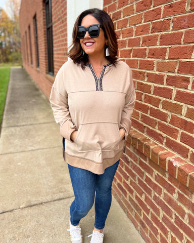 Nikki Hooded Tunic in Taupe