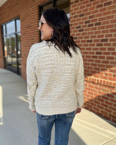 Kelly Chevron Textured Sweater in Butter