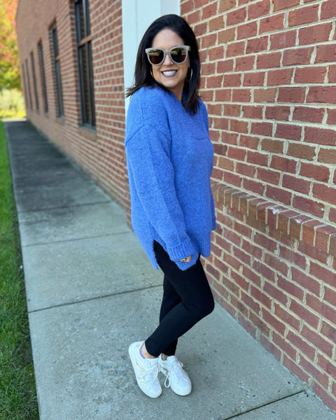 Georgia Slouchy Sweater in Slate Blue