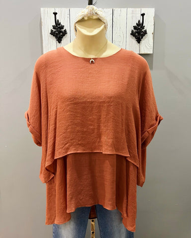 Nancy CURVY Layered Tunic Blouse in Sunset FINAL SALE