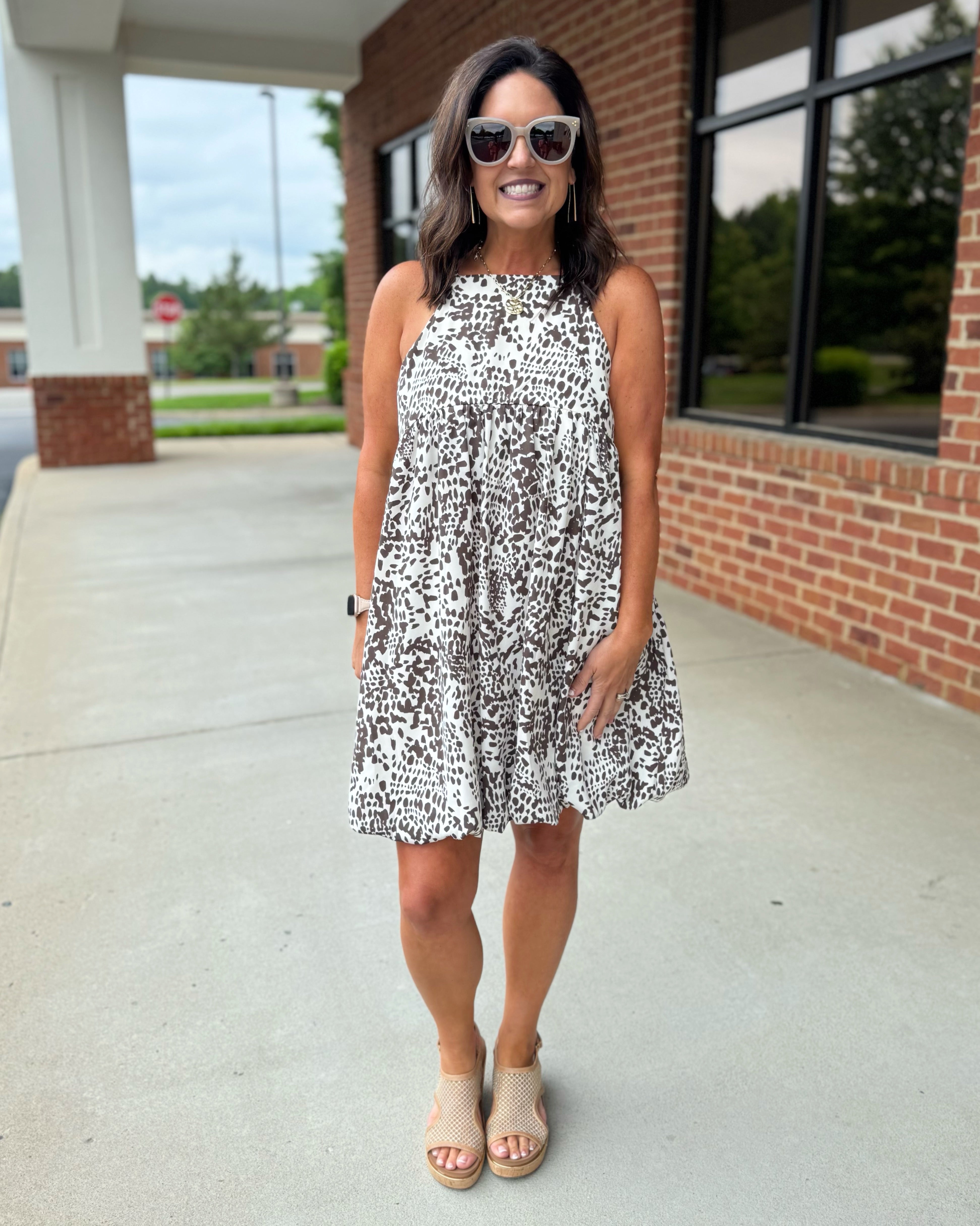 brown bubble hem dress HT 360 Collective - Brown Mini Dess main image 1