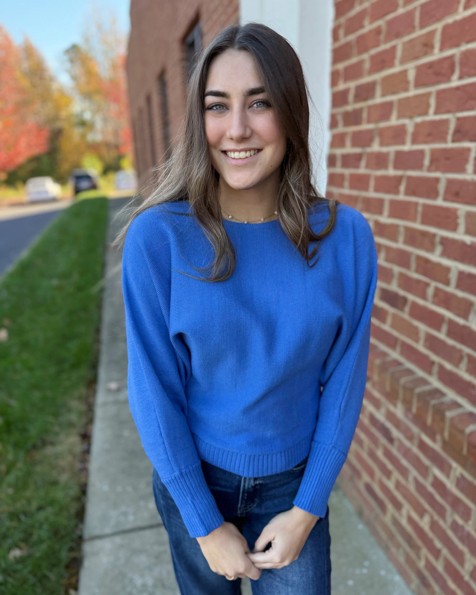 Callie Boat Neck Sweater in Cobalt Blue FINAL SALE