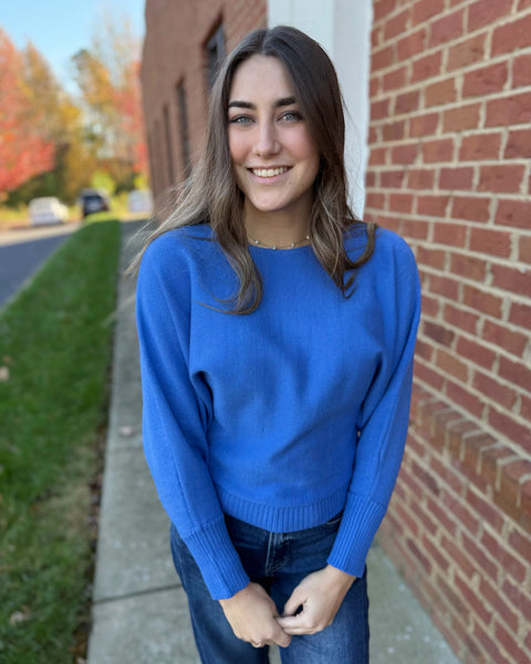 Callie Boat Neck Sweater in Cobalt Blue FINAL SALE