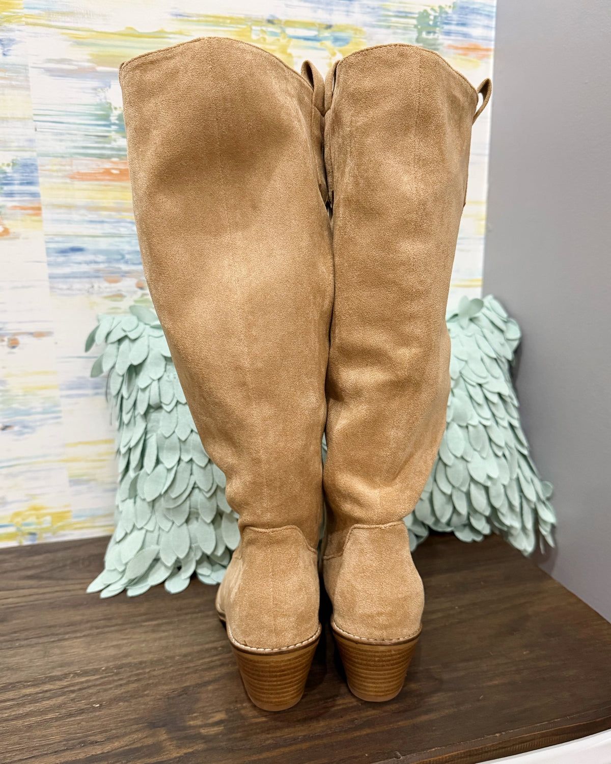 Corkys Sand Faux Suede City Slicker Boots in faux camel suede.
