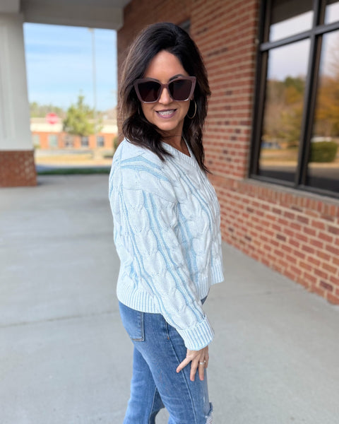 Alia Textured Sweater in Frosted Sky