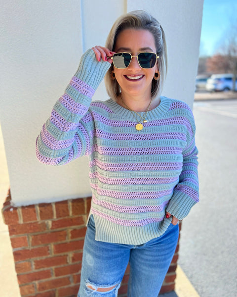 Cathy Striped Sweater in Lavender FINAL SALE