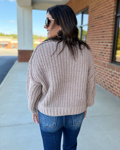 Gemma Cable Knit Sweater in Ash Mocha FINAL SALE
